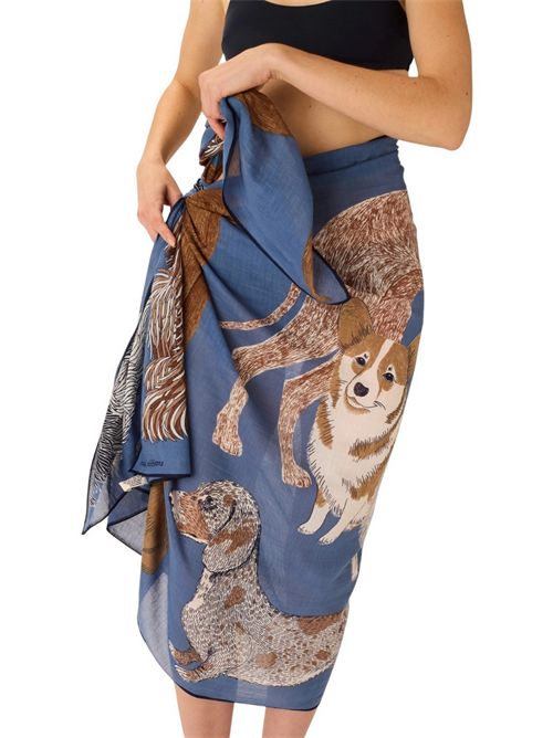 sciarpa donna 100x190 fantasia toutou blu Inoui Editions | SCARF100-TOUTOUBLUE